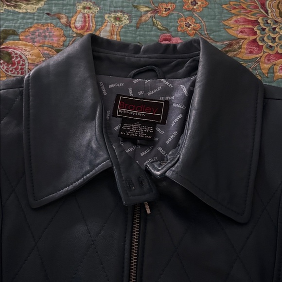 Women's Dark Teal Leather Jacket - Picture 3 of 3